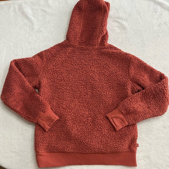 Athleta Girl Sz Lg 12 Orange/rust So Snug Sherpa pull on sweater kangaroo pocket - Picture 4 of 7